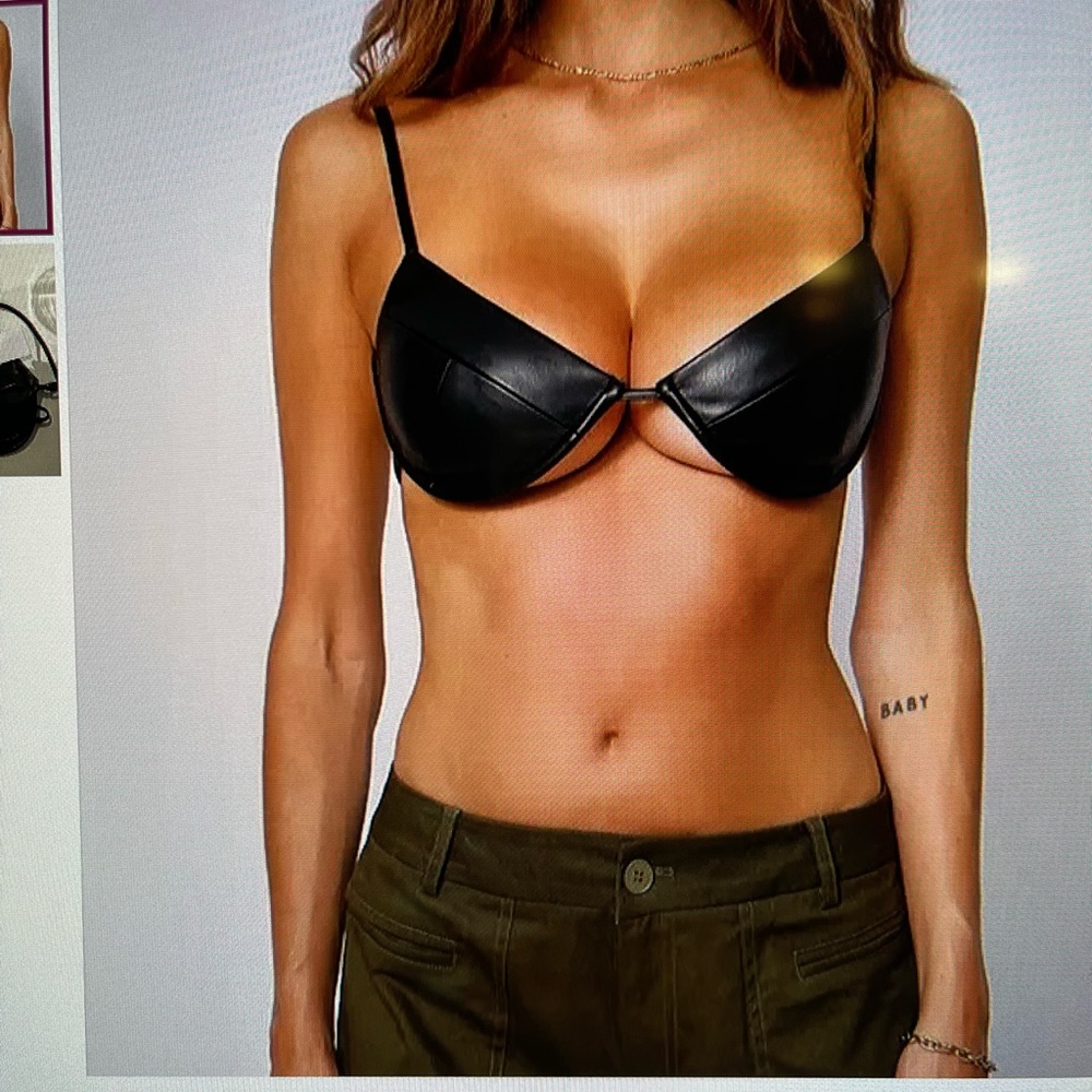 Leather black bralette